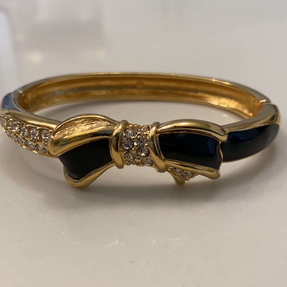 Vintage Swarovski Bow Ribbon Bangle Bracelet